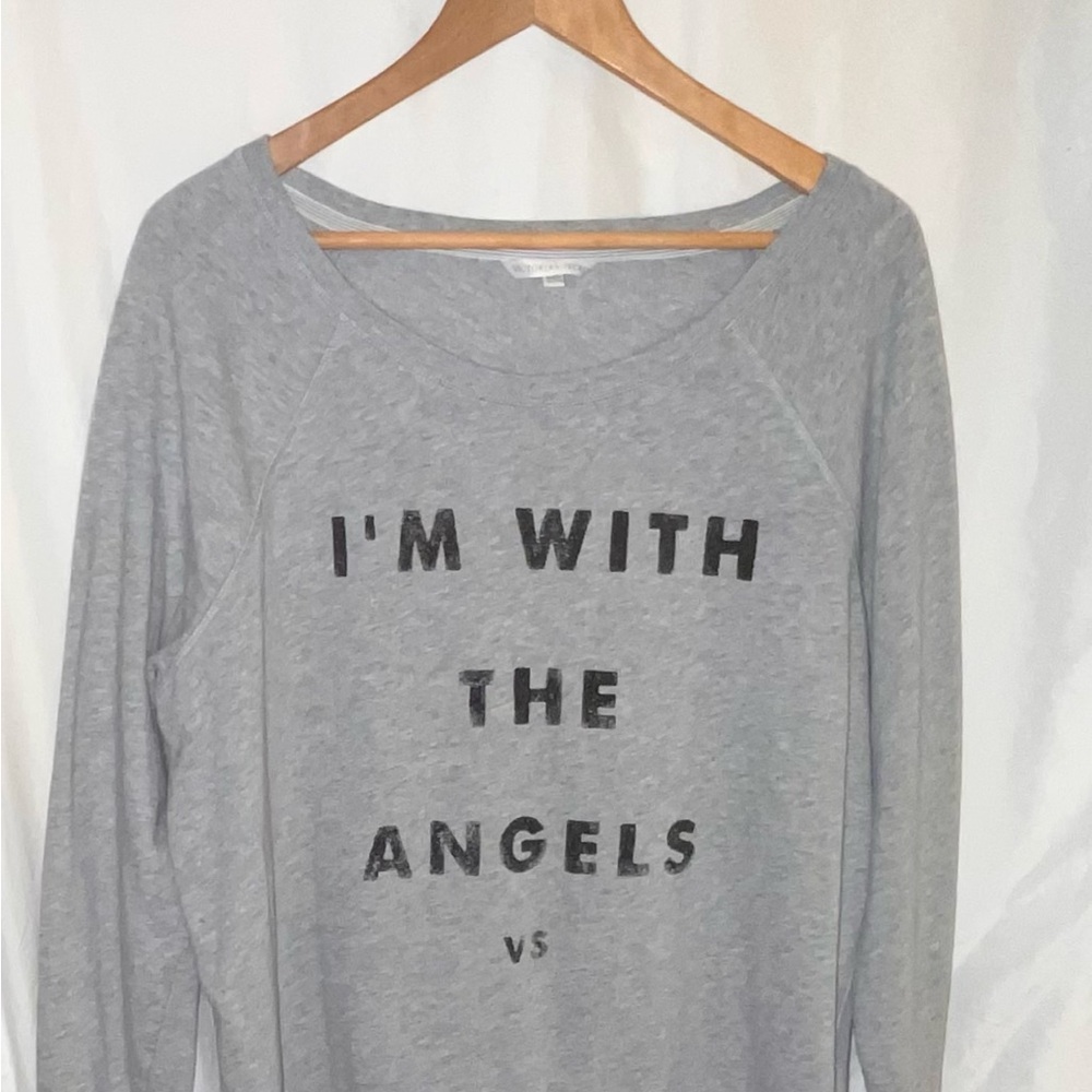 Victoria's Secret Gray Top with Black Text